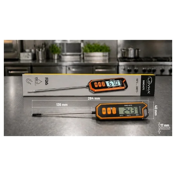 Loyka INNO-670 Su Geçirmez Saplamalı Dijital Gıda Termometresi 300°C IP67 - Görsel 3