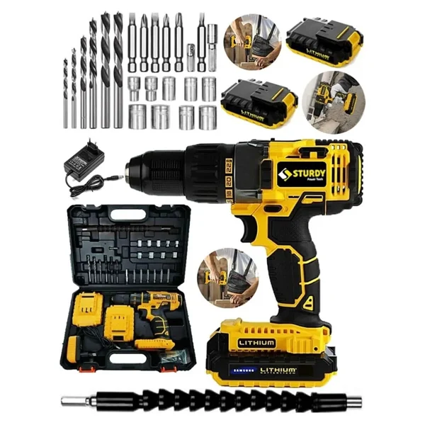 Sturdy 128VF 14 Ah Lıon Çift Akülü Vvtecc Seri Turbo Şarjlı Matkap 27 Parça Uç Setli - Görsel 2