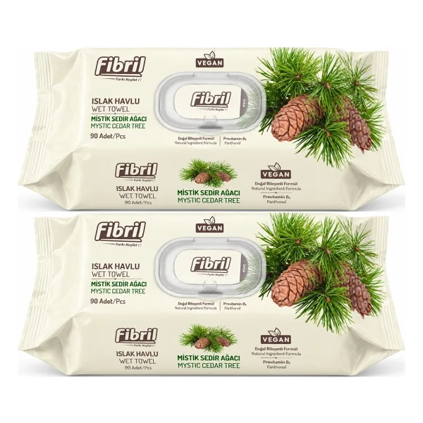 Fibril Mistik Sedir Ağacı Kokulu 90 Yaprak 2'li Paket Islak Mendil - Görsel 4