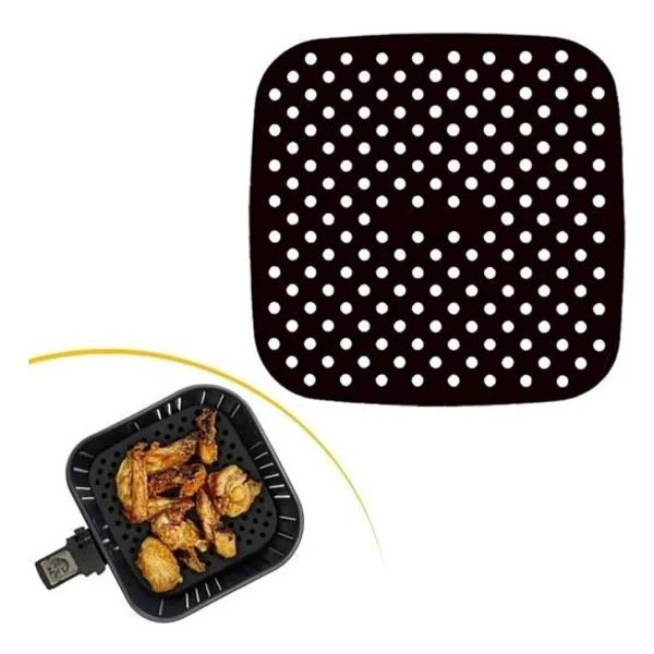BUFFER Renkli Isıya Dayanıklı Yıkanılabilir Silikon Fırın Ve Airfryer Kare Pişirme Matı 21,5 Cm - Görsel 2