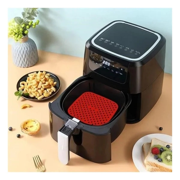 BUFFER Renkli Isıya Dayanıklı Yıkanılabilir Silikon Fırın Ve Airfryer Kare Pişirme Matı 21,5 Cm - Görsel 3