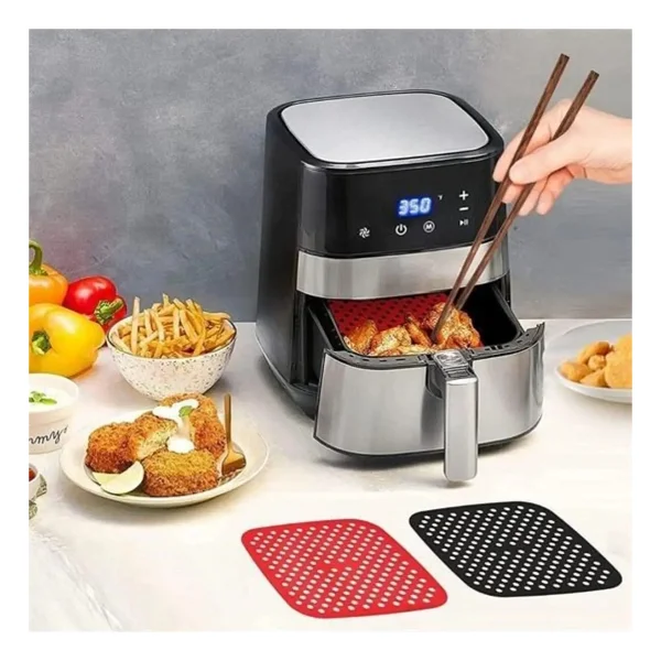 BUFFER Renkli Isıya Dayanıklı Yıkanılabilir Silikon Fırın Ve Airfryer Kare Pişirme Matı 21,5 Cm - Görsel 4