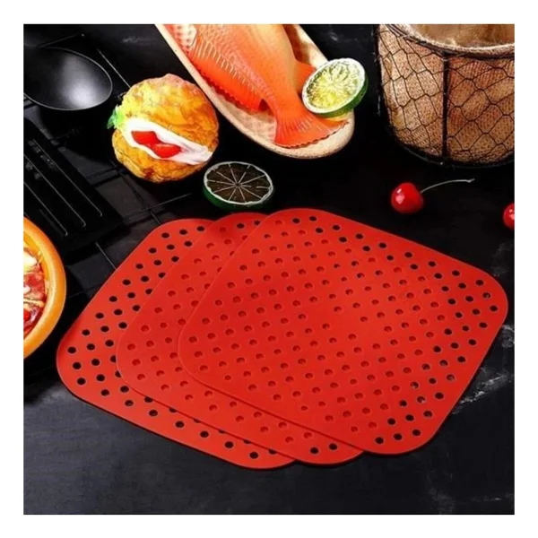 BUFFER Renkli Isıya Dayanıklı Yıkanılabilir Silikon Fırın Ve Airfryer Kare Pişirme Matı 21,5 Cm - Görsel 5