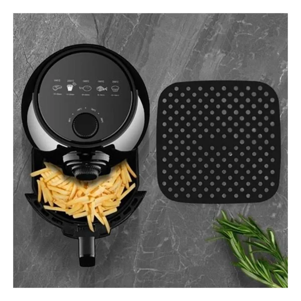 BUFFER Renkli Isıya Dayanıklı Yıkanılabilir Silikon Fırın Ve Airfryer Kare Pişirme Matı 21,5 Cm - Görsel 8