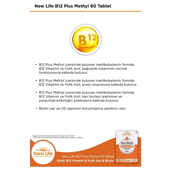 New Life B12 Plus 60 Dilaltı Tablet 2'li - Görsel 4