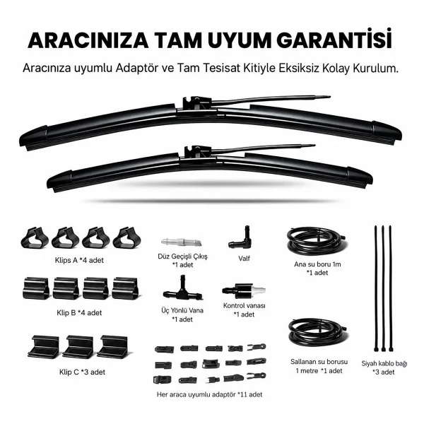 SOLEZON Togg T10X Silecek (2023 2026) Uyumlu Maybach Tipi Akıllı Su Fıskiyeli Silecek Seti Ön Takım - Görsel 5