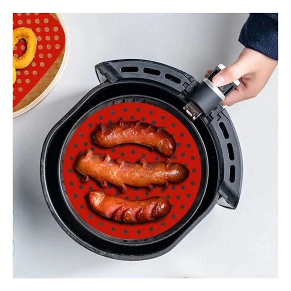 Buffer Renkli Isıya Dayanıklı Yıkanılabilir Silikon Fırın Ve Airfryer Yuvarlak Pişirme Matı 23 Cm - Görsel 2