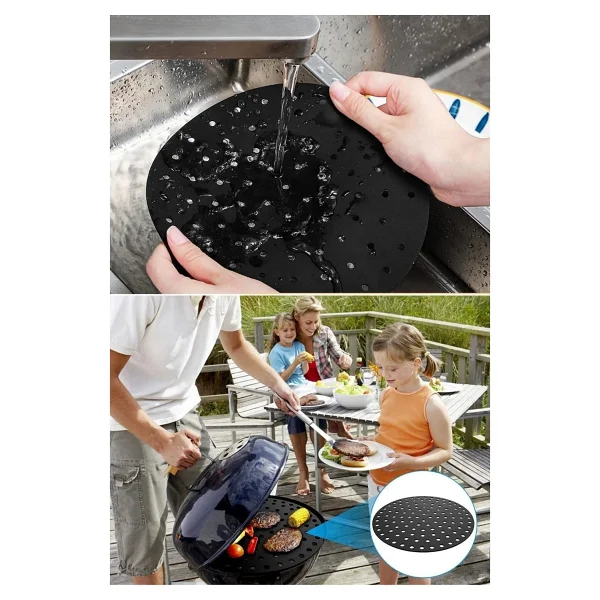 Buffer Renkli Isıya Dayanıklı Yıkanılabilir Silikon Fırın Ve Airfryer Yuvarlak Pişirme Matı 23 Cm - Görsel 4