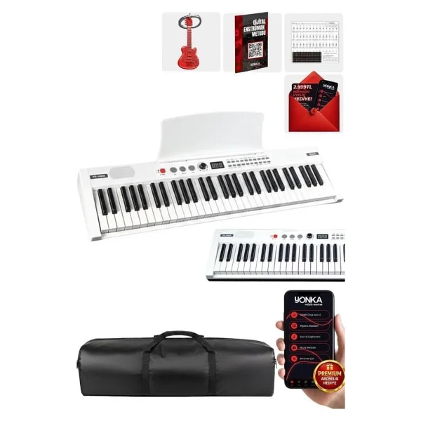 PS4000WH Tuş Hassasiyetli 61 Tuşlu Org Bluetooth USB Midi Metod (Sustain Pedalı Çanta) - Görsel 3