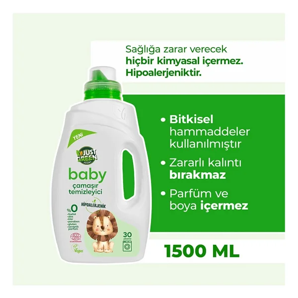 Just Green Organic Baby Çamaşır Deterjanı 1500 ml - Görsel 8