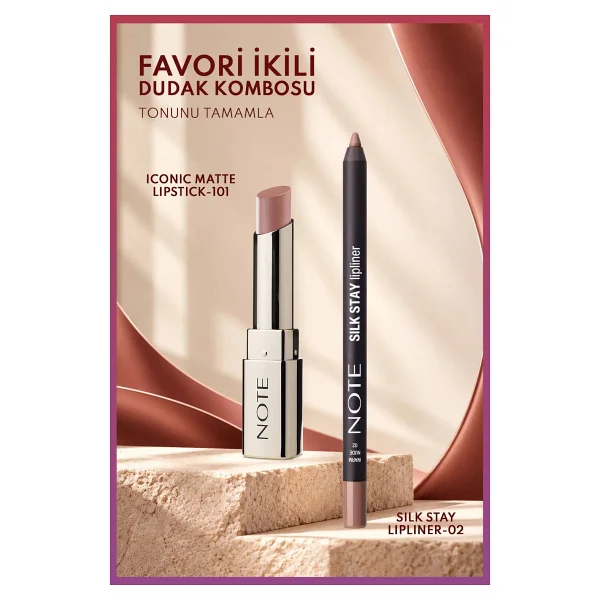 Note Silk Stay Lipliner Waterproof 02 Warm Nude Dudak Kalemi - Görsel 5