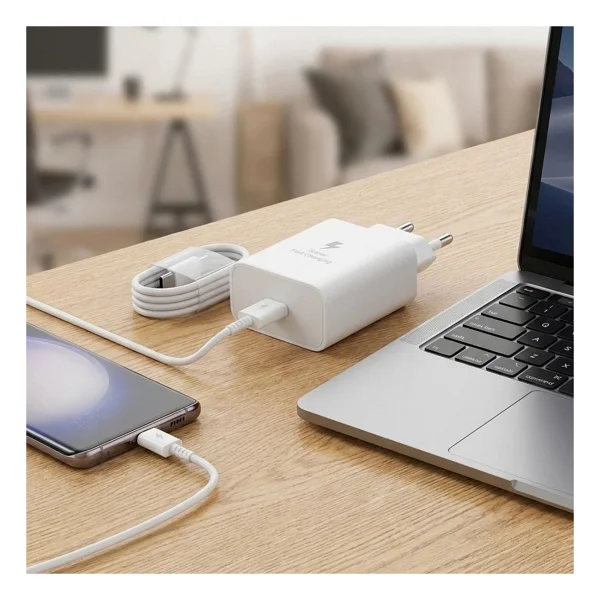 45W Süper Hızlı Şarj Adaptörü Usb-C Pd 3.0 Pps Fast Charger + 5A Type-C To Type-C Kablo - Görsel 3