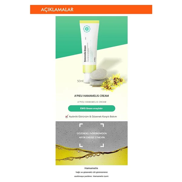 Missha A'pieu Hamamelis Cream 50 ml Yağlanma ve Gözenek Karşıtı Nemlendirici Krem - Görsel 2