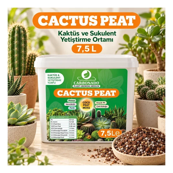 Cactus Peat 7,5 Litre Kaktüs ve Sukulent Yetiştirme Torfu - Görsel 2