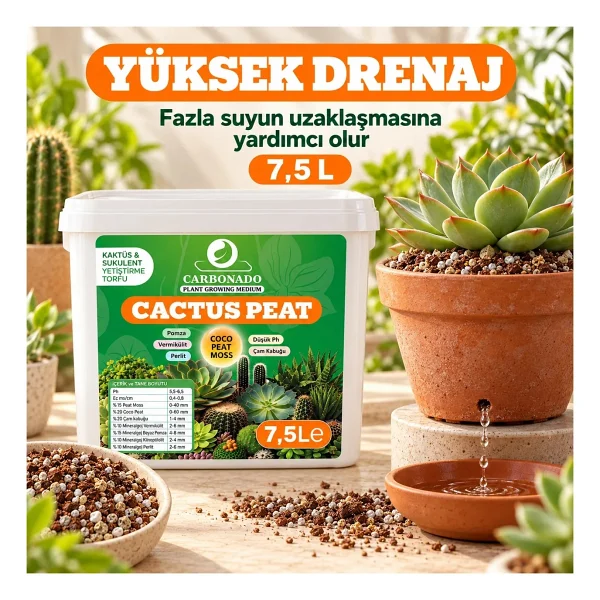 Cactus Peat 7,5 Litre Kaktüs ve Sukulent Yetiştirme Torfu - Görsel 5