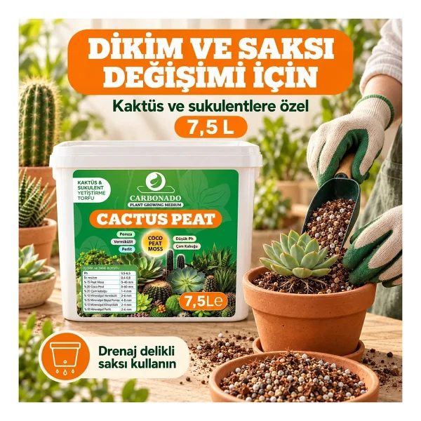 Cactus Peat 7,5 Litre Kaktüs ve Sukulent Yetiştirme Torfu - Görsel 6