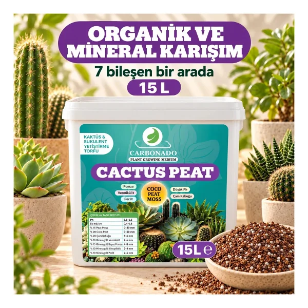 Cactus Peat 15 Litre Kaktüs ve Sukulent Yetiştirme Torfu - Görsel 4