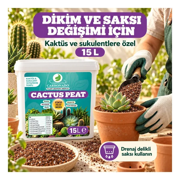 Cactus Peat 15 Litre Kaktüs ve Sukulent Yetiştirme Torfu - Görsel 7