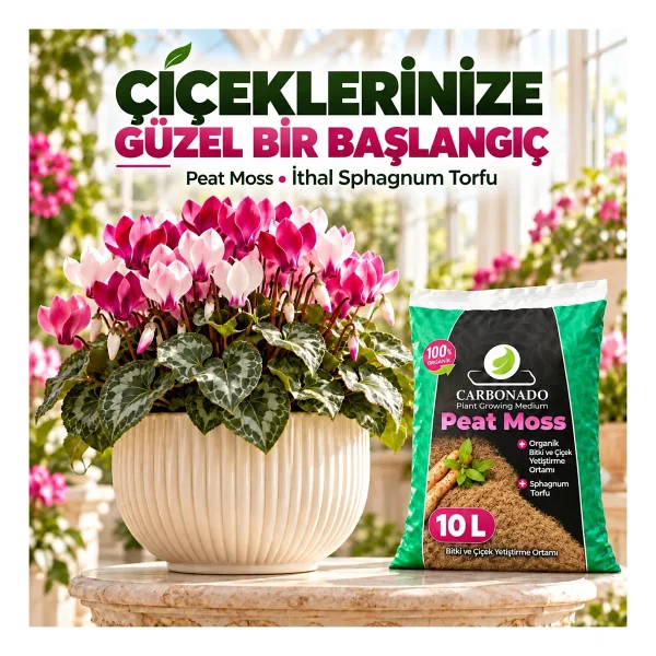 Peat Moss 10L X3 Doğal Torf Toprak Saksı Bitkileri Için Süper Avantaj Paket - Görsel 2