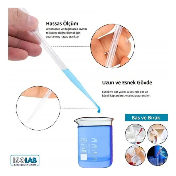 Pastör pipet 1 ml - 100 adet - Plastik Damlalık Polietilen - Görsel 3