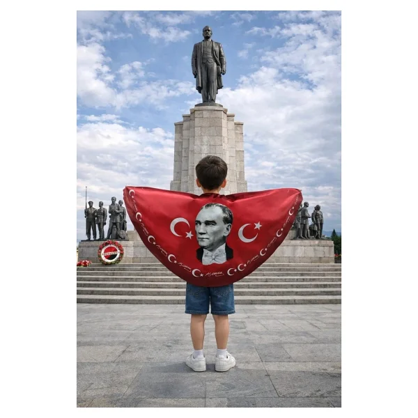 Tarzını Seç Tarzını Seç Atatürk Portre Bayraklı Pelerin Gösteri Kostümü 145X73Cm - Görsel 2