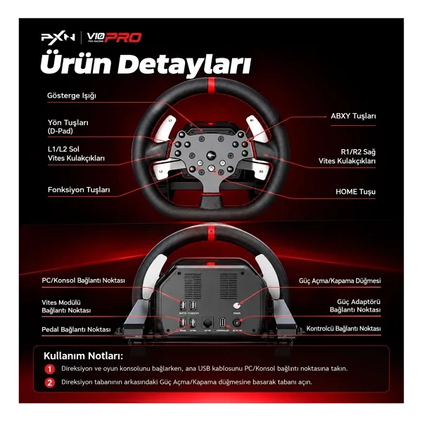 PXN V10 Pro Direksiyon Seti - Görsel 8