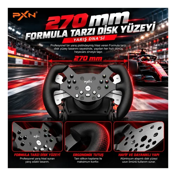 PXN W V10F Formula Wheel Mod Direksiyon Seti - Görsel 4