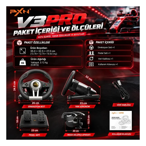 PXN W V10F Formula Wheel Mod Direksiyon Seti - Görsel 5