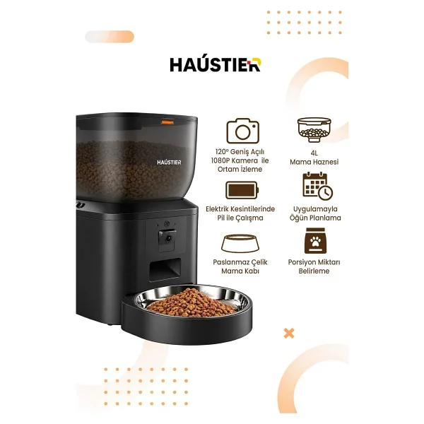 Haustier QQ029 4 lt Kameralı Otomatik Mama Kabı - Görsel 2