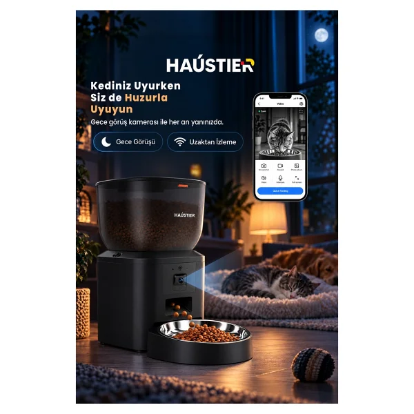Haustier QQ029 4 lt Kameralı Otomatik Mama Kabı - Görsel 8