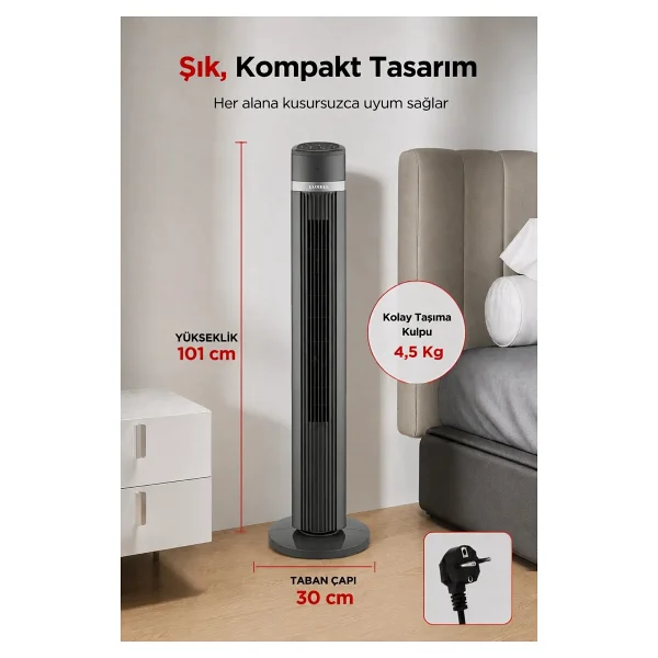 Luxell LXF-260 Plus Uzaktan Kumandalı Kule Tipi Vantilatör - Görsel 10