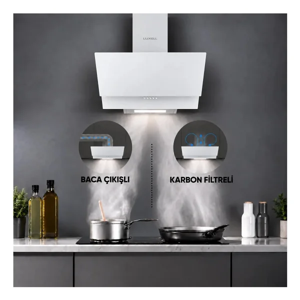 Luxell DA6-832 Beyaz Duvar Tipi Davlumbaz - Görsel 2