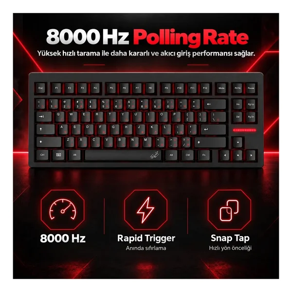 Wooting 80HE TenZ Takeover Lekker Hall Effect Analog Manyetik Switch Gaming Klavye - Görsel 3