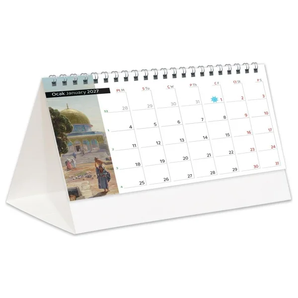 2026 Filistin Piramit Masa Takvimi Masaüstü Takvim 21x17 Cm - Görsel 2