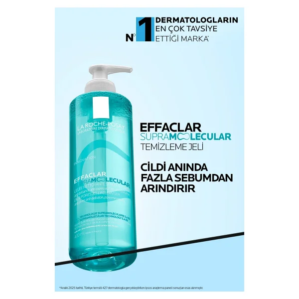 La Roche-Posay Effaclar Supramolecular Gözenek ve Yağlanma Karşıtı 400 ml Yüz Temizleme Jeli - Görsel 4