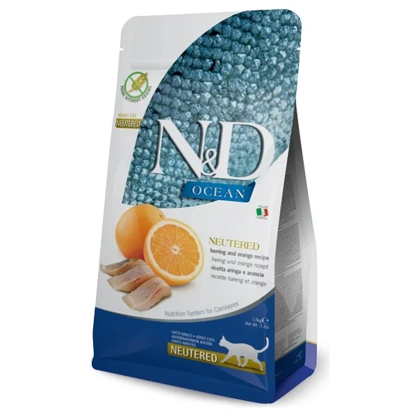 N&D Ocean Ringa Balıklı ve Portakallı 1.5 kg Kısırlaştırılmış Yetişkin Kedi Maması - Görsel 3