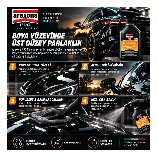Arexons Meteor Hızlı Seramik Cila 400 ml - Görsel 6