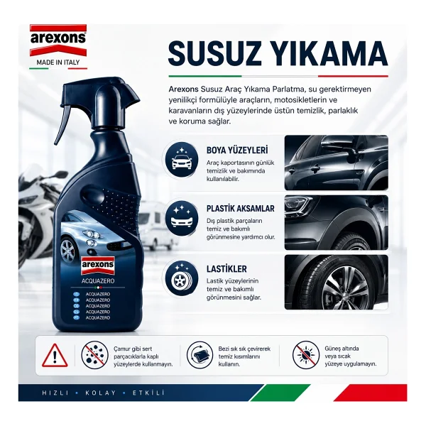 Arexons Aqua Zero 400 ml Susuz Temizleyici ve Parlatıcı - Görsel 6