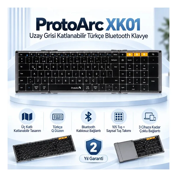 ProtoArc XK01 Beyaz Q Kablosuz Klavye - Görsel 9