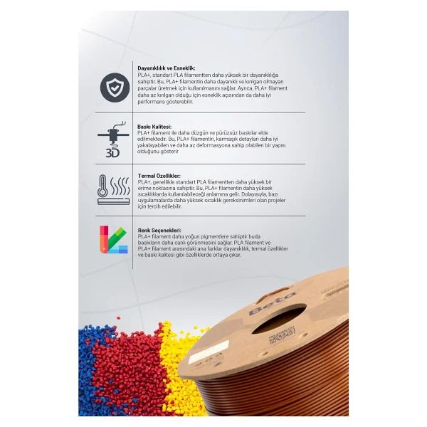 Beta PLA Plus 1.75 mm 1 kg Kahverengi Filament - Görsel 7