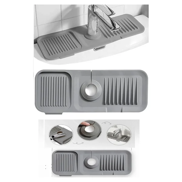 Elastik Mutfak Banyo Musluk Matı Düzenleyici Kaydırmaz Taban Organizer Lavabo Kenar Matı - Görsel 6