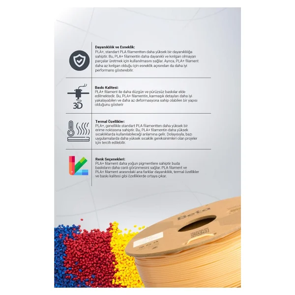 Beta PLA Plus 1.75 mm 1 kg Krem Filament - Görsel 6