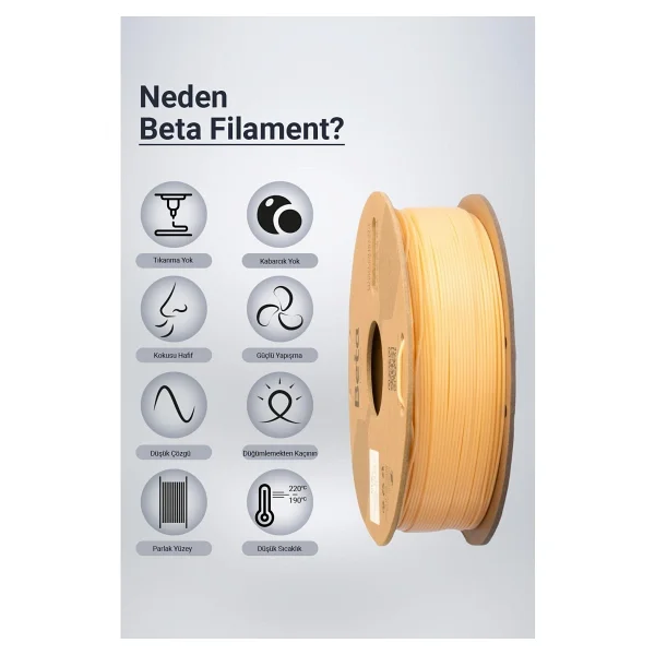 Beta PLA Plus 1.75 mm 1 kg Krem Filament - Görsel 8