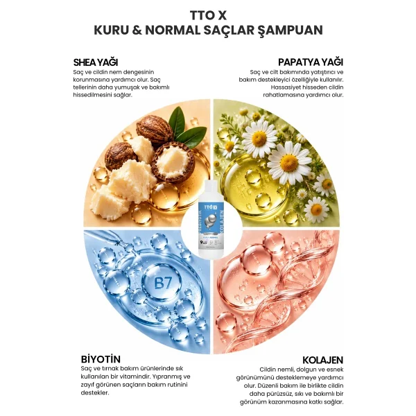 TTO X Kuru ve Normal Saçlar için 500 ml Şampuan - Görsel 3