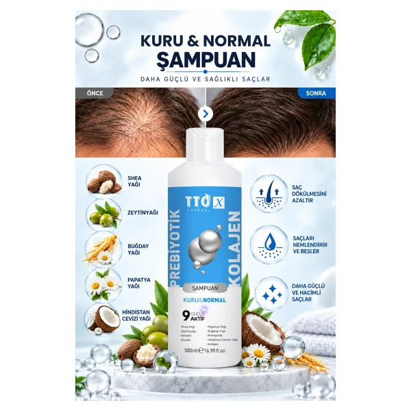 TTO X Kuru ve Normal Saçlar için 500 ml Şampuan - Görsel 5