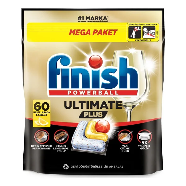 Finish Ultimate Plus Limon Ferahlığı Bulaşık Makinesi Tableti 60'lı - Görsel 3
