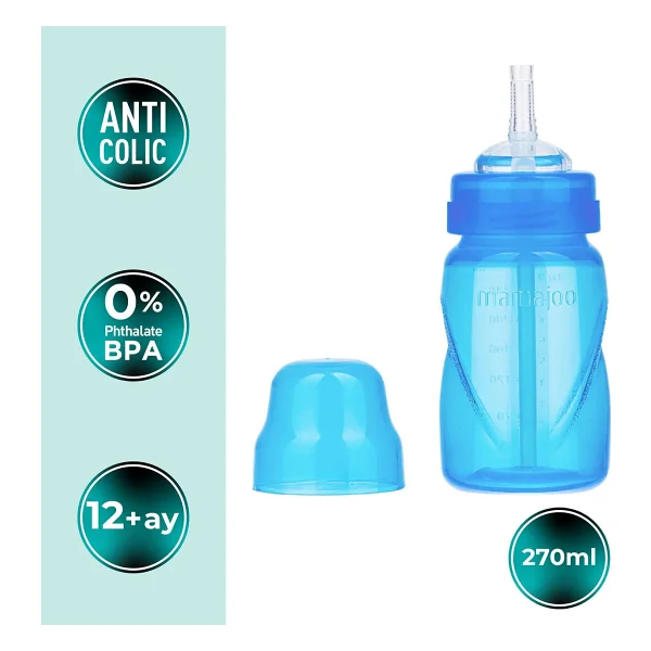 Mamajoo Akıtmaz Antikolik Mavi Pipetli Bardak 270 ml - Görsel 4