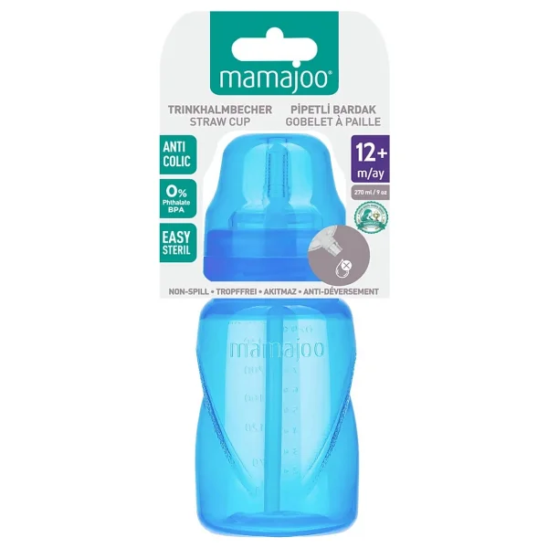 Mamajoo Akıtmaz Antikolik Mavi Pipetli Bardak 270 ml - Görsel 8