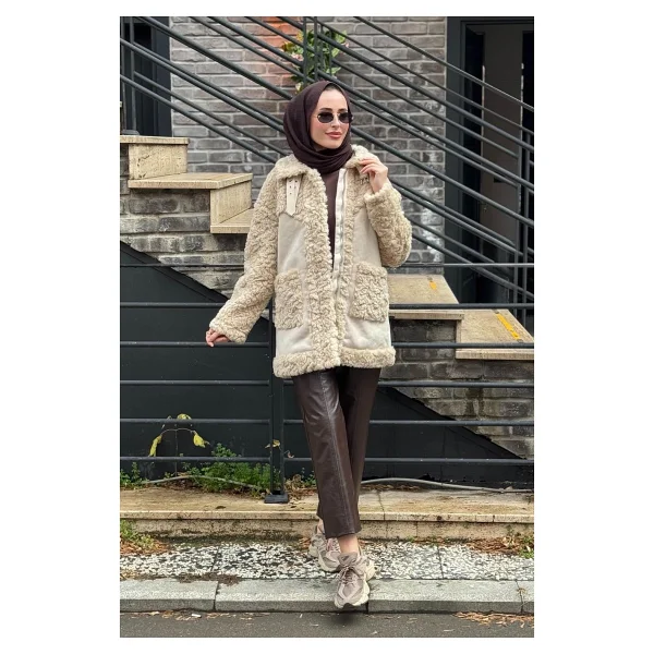 Kayra Tesettür Kaban KA-A24-17010 Bej - 42 - Görsel 6