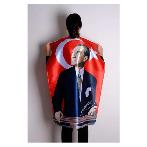 Bayrak Atatürk Baskılı Türk Bayrağı 70X105 cm Raşel Kumaş Dijital Baskı - Görsel 7